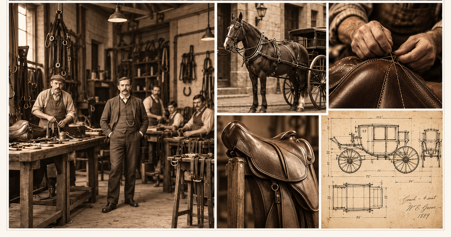 Archive photos of the W.E. Grove saddle and harness workshop