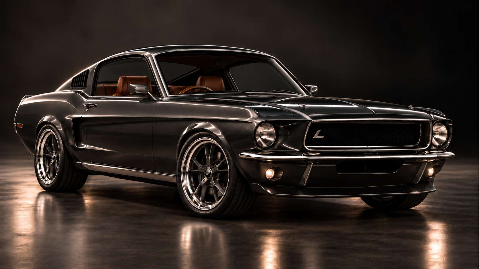 LUKIN 67 front three-quarter studio concept, graphite finish and discreet LUKIN grille emblem